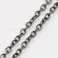 Iron Cable Chains, Unwelded, with Spool, Oval, Gunmetal, 4x3x0.7mm, about 328.08 Feet(100m)/roll(CHT002Y-B)