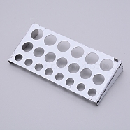 Stainless Steel Frame, Colorant Frame, Tattoo Accessories, 21-hole, Stainless Steel Color, 60x129x23.5mm, Hole: 10mm, 14mm and 16mm(ODIS-WH0008-31P)