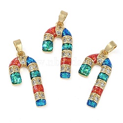 Brass Micro Pave Cubic Zirconia Pendants, with Synthetic Opal, Long-Lasting Plated, Lead Free & Cadmium Free, Lollipop, Real 18K Gold Plated, 24x11.5x3mm, Hole: 4.5mm(KK-U032-13G)