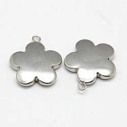 Tarnish Resistant 304 Stainless Steel Pendants, Flower, Stainless Steel Color, 22x20x4mm, Hole: 2mm(STAS-K002-33A3)