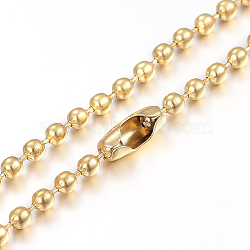 304 Stainless Steel Ball Chain Necklaces Making, Round, Golden, 23.6 inch(60cm), 2.4mm(MAK-I008-01G-B03)
