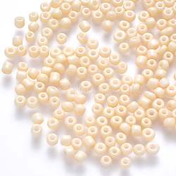 8/0 Baking Paint Glass Round Seed Beads, PapayaWhip, 3~3.5x2mm, Hole: 1~1.2mm, about 10000pcs/pound(SEED-S036-01B-19)