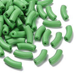 Opaque Acrylic Beads, Curved Tube, Lime Green, 34.5x13x11mm, Hole: 3.5mm, about 155pcs/500g(SACR-S677-065)