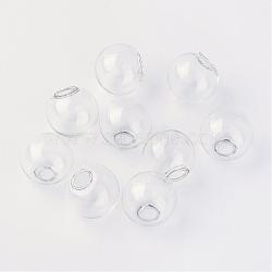 Round Mechanized One Hole Blown Glass Globe Ball Bottles, for Stud Earring or Crafts, Clear, 10mm, Hole: 3~5mm(BLOW-R001-10mm)