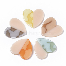 Acrylic Cabochons, Two Tone, Imitation Gemstone, Heart, Mixed Color, 28x29x3.5mm(OACR-T020-018)