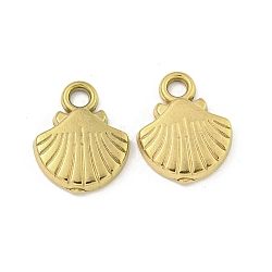 Ion Plating(IP) 304 Stainless Steel Pendants, Shell Shape Charms, Real 18K Gold Plated, 13x10.5x2mm, Hole: 2mm(STAS-I307-501G)