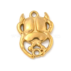 Ion Plating(IP) 304 Stainless Steel Connector Charms, Beetle Link, Real 18K Gold Plated, 18.5x13.5x2mm, Hole: 1.5mm(STAS-N103-92G)