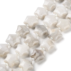 Natural White Crazy Agate Beads Strands, with Seed Beads, Star, 14~15.5x15~16x6.5~7mm, Hole: 1mm, about 24~25pcs/strand, 15.55''~15.95''(39.5~40.5cm)(G-NH0005-019)