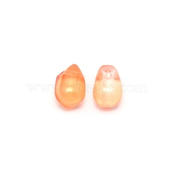 Handmade Lampwork Charms, Teardrop, Orange, 8.5x5.5x5.5mm, Hole: 1mm(LAMP-CJC0006-04)