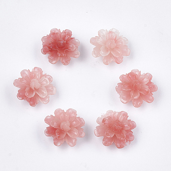 Synthetic Coral Beads, Dyed, Flower, Dark Salmon, 17.5x18x10mm, Hole: 1.5mm