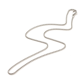 304 Stainless Steel Box Chains Necklace for Women, Stainless Steel Color, 17.72 inch(45cm)
