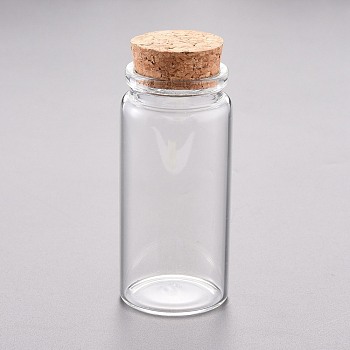 Glass Bead Containers, with Cork Stopper, Wishing Bottle, Clear, 3.7x8cm, Capacity: 55ml(1.86 fl. oz)