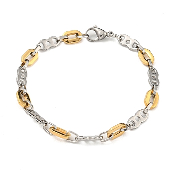 Two Tone 304 Stainless Steel Oval & Infinity Link Chain Bracelet, Golden & Stainless Steel Color, 8-5/8 inch(22cm), Wide: 7mm