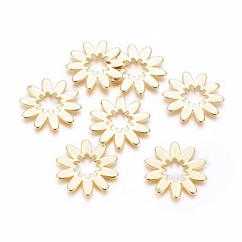 Brass Pendants, Flower, Real 18K Gold Plated, 24.5x23.5x0.8mm, Hole: 1mm