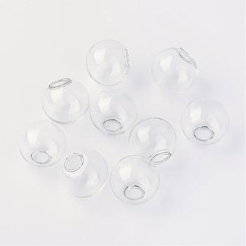 Round Mechanized Blown Glass Globe Ball Bottles, for Stud Earring or Crafts, Clear, 10mm, Half Hole: 3~5mm