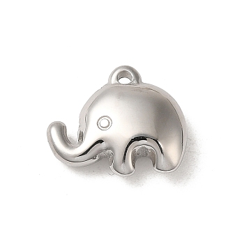 304 Stainless Steel Charms, Elephant Charm, Stainless Steel Color, 12.5x15x5mm, Hole: 1.5mm