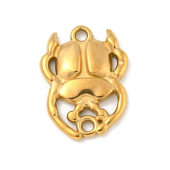 Ion Plating(IP) 304 Stainless Steel Connector Charms, Beetle Link, Real 18K Gold Plated, 18.5x13.5x2mm, Hole: 1.5mm