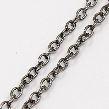 Iron Cable Chains, Unwelded, with Spool, Oval, Gunmetal, 4x3x0.7mm, about 328.08 Feet(100m)/roll