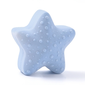 Starfish Shape Velvet Jewelry Boxes, Portable Jewelry Box Organizer Storage Case, for Ring Earrings Necklace, Sky Blue, 6.2x6.1x3.8cm