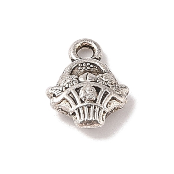 Tibetan Style Alloy Charms, Cadmium Free & Lead Free, Flower, Antique Silver, 13x10x3.5mm, Hole: 1.8mm