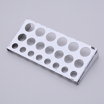 Stainless Steel Frame, Colorant Frame, Tattoo Accessories, 21-hole, Stainless Steel Color, 60x129x23.5mm, Hole: 10mm, 14mm and 16mm
