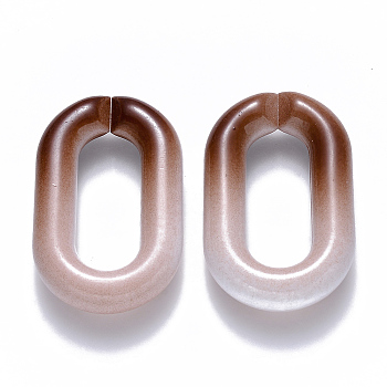 Two Tone Opaque Acrylic Linking Rings, Quick Link Connectors, for Cable Chains Making, Oval, Camel, 39x23.5x7mm, Inner Diameter: 25x10mm