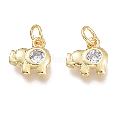 Golden Clear Elephant Brass+Cubic Zirconia Charms