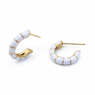 Boucles d'oreilles en forme de C en émail(EJEW-N052-05C)-2