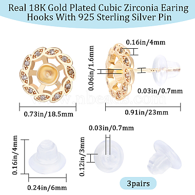 Beebeecraft 6 boucles d'oreilles en laiton micro pavé de zircones cubiques(KK-BBC0008-69B)-2