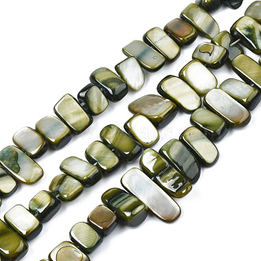 Dark Olive Green Rectangle Trochus Shell Beads