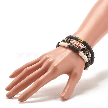 5Pcs 5 Style Polymer Clay Heishi Beaded Stretch Bracelets Set(BJEW-JB07532-01)-3