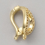 Brass Micro Pave Clear Cubic Zirconia Fold Over Clasps, Teardrop, for Pearl Jewelry Making, Real 14K Gold Plated, 14x8.5x8.5mm, Hole: 1.1mm(FIND-WH0428-15G)