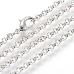Iron Rolo Chains Necklace Making, with Lobster Clasps, Soldered, Platinum, 17.7 inch(45cm)(X-MAK-R015-45cm-P)
