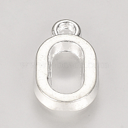 Alloy Charms, Letter, Silver Color Plated, Letter.O, 15x9x2mm, Hole: 2mm(X-TIBE-R313-049S-O)