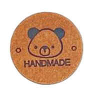 Microfiber Leather Label Tags, Handmade Embossed Tag, with Holes, for DIY Jeans, Bags, Shoes, Hat Accessories, Flat Round with Bear, 25mm(PW-WG83062-16)