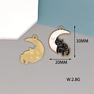 Alloy Enamel Pendants, Golden, Cat Charm, Moon, 30x20mm(PW-WG68434-03)