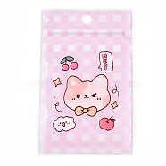 Rectangle Plastic Packaging Zip Lock Bags, with Cartoon Animal Pattern, Top Self Seal Pouches, Cat Shape, 12x7.5x0.15cm, Unilateral Thickness: 2.5 Mil(0.065mm)(X1-OPP-T003-01E)