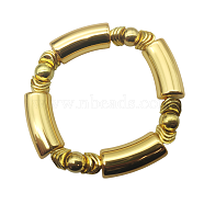 Fashionable Women's Chunky Curved Acrylic Tube Beads Stretch Bracelets, Gold(AP8792-13)