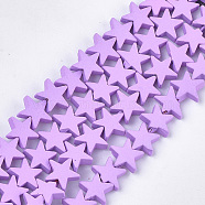 Spray Painted Non-magnetic Synthetic Hematite Beads Strands, Star, Lilac, 9x9x2.5mm, Hole: 0.8mm, about 59~60pcs/strand, 15.5 inch(G-T116-21-09)