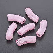 Transparent Acrylic Beads, Imitation Gemstone Style, Curved Tube, Pearl Pink, 34x11.5x13mm, Hole: 3.5mm, about 150pcs/500g(OACR-Q181-002A)