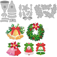 Carbon Steel Cutting Dies Stencils, for DIY Scrapbooking, Photo Album, Decorative Embossing Paper Card, Matte Platinum Color, Santa Claus & Reindeer/Stag & Bell & Socks, Christmas Themed Pattern, 9~10.1x7.6~9.3x0.08cm, 4pcs/set(DIY-WH0309-461)