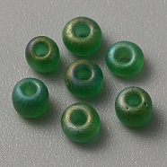 Transparent Frosted Glass Beads, Rondelle, Green, 5x3.5mm, Hole: 1.2mm, about 2400pcs/200g(FGLA-TAC0008-08C)