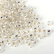 MGB Matsuno Glass Beads, Japanese Seed Beads, 12/0 Silver Lined Glass Round Hole Rocailles Seed Beads, Clear, 2x1mm, Hole: 0.5mm, about 1960pcs/20g(X-SEED-R017-34RR)