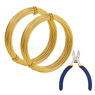 DIY Wire Wrapped Jewelry Kits, with Aluminum Wire and Iron Side-Cutting Pliers, Gold, 17 Gauge, 1.2mm, 10m/roll, 2rolls/set(DIY-BC0011-81B-04)