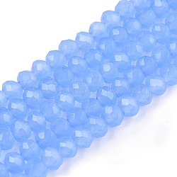 Glass Beads Strands, Imitation Jade, Faceted, Rondelle, Light Sky Blue, 3.5~3.8x3mm, Hole: 0.4mm, about 113~115pcs/strand, 32.5~33cm(EGLA-A044-J3mm-D03)