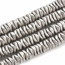 Electroplate Non-magnetic Synthetic Hematite Beads Strands, Wavy, Flat Round/Disc, Platinum Plated, 6~6.5x6~6.5x1.5~2mm, Hole: 1mm, about 215pcs/strand, 16.14 inch(X-G-N0321-07M)