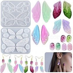 DIY Butterfly Wing Pendant Silicone Molds, Resin Casting Molds, for UV Resin, Epoxy Resin Jewelry Making, White, 96x85x4.5mm, Hole: 1.8mm, Inner Diameter: 7.5~19.5x15~44.5mm(DIY-F127-01)