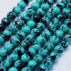 Synthetic Turquoise Beads Strands, Round, Turquoise, 8~8.5mm, Hole: 1mm, about 48pcs/strand, 15 inch(X-G-F531-8mm-J01)