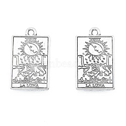 Rack Plating Alloy Pendants, Cadmium Free & Nickel Free & Lead Free, Tarot Charms, Antique Silver, The Moon XVIII, 23.5x14.5x1.5mm, Hole: 1.8mm(PALLOY-N163-180C-P)