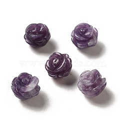 Natural Lepidolite/Purple Mica Carved Flower Beads, Rose, 8.5~10x10x10.5mm, Hole: 1mm(G-O156-B-24)